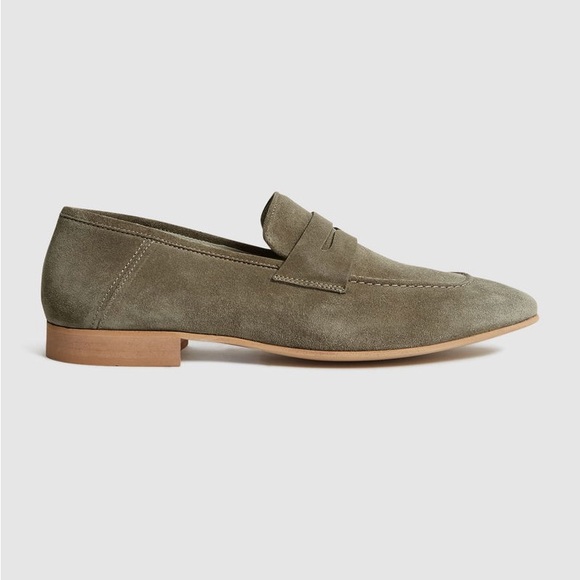 Reiss EU44 | Stone Summer Glove Suede Penny Loafers - Picture 1 of 13